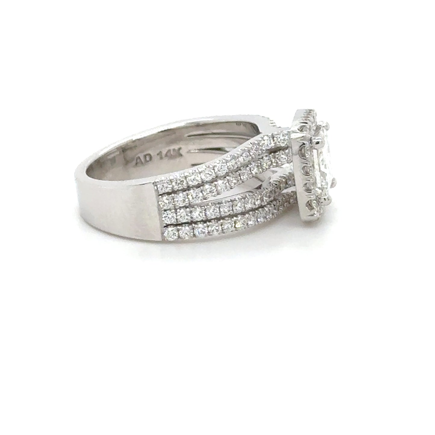 Halo Princess Diamond Engagement Ring Micro Pave Setting
