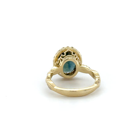 Halo Engagement Ring with Twisted Shank