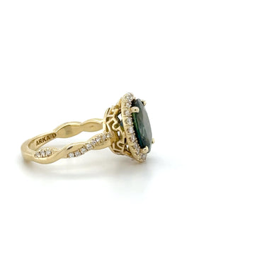 Halo Engagement Ring with Twisted Shank