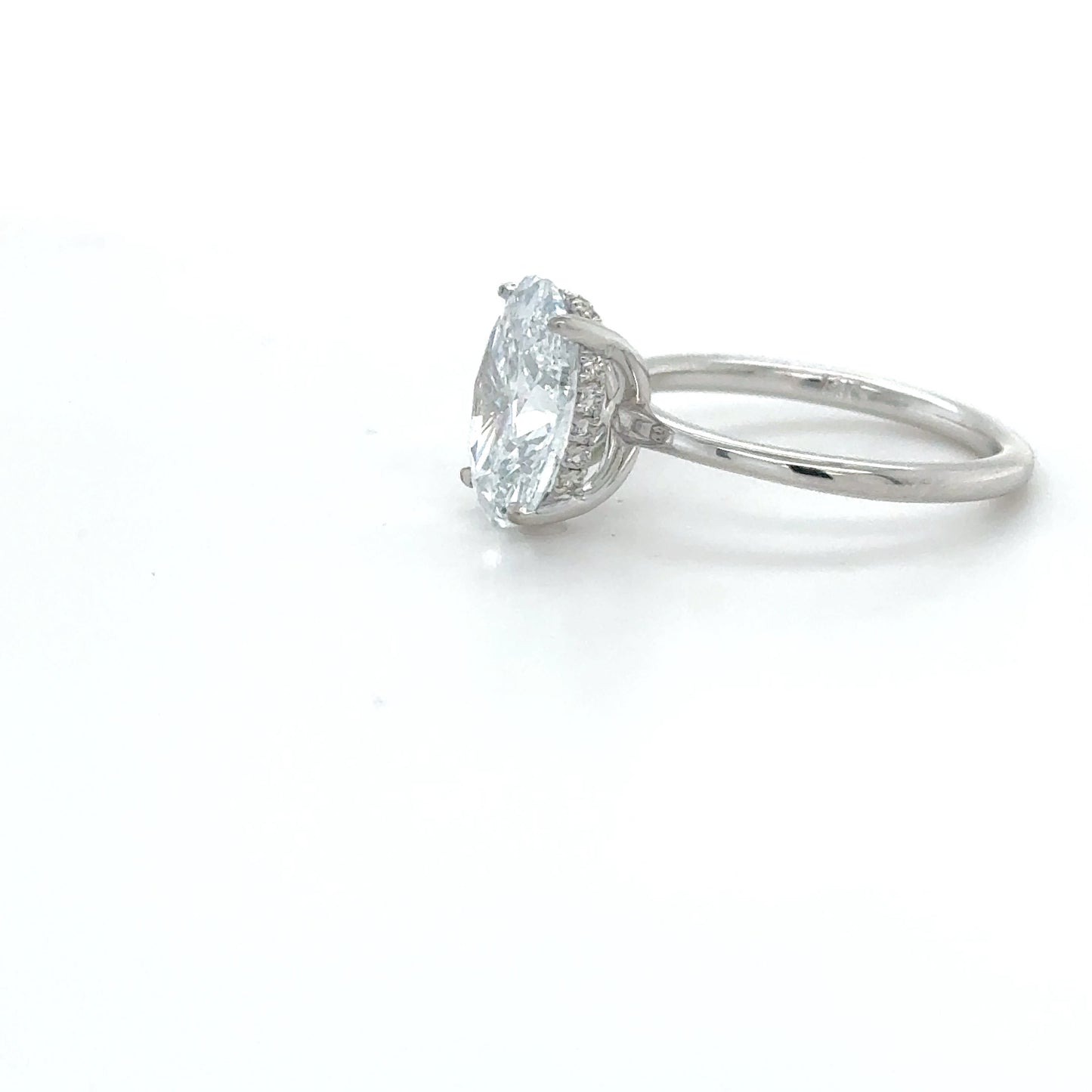 Oval Diamond Engagement Ring with Hidden Halo